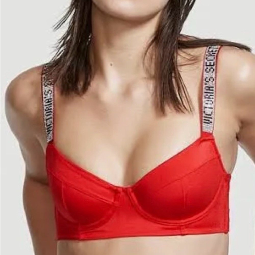 Victoria's Secret Red swim top with Logo Straps